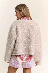 Mixed Fabric Chic Waist Length Jacket J.NNA